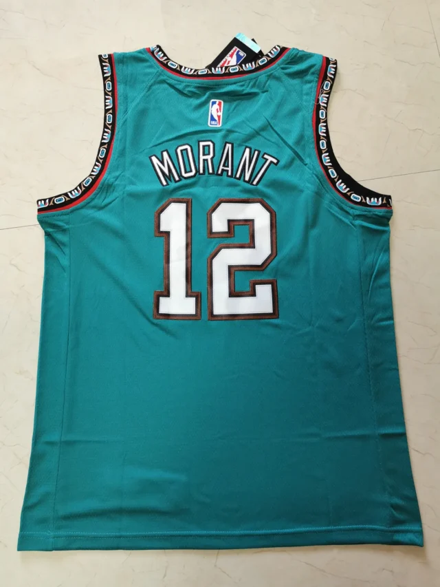 NBA耐克球迷版灰熊队12#贾-莫兰特复古绿色球衣2_